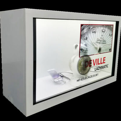 Caixa transparente de Advertisplay da mostra de Carbinet da visualização ótica de tela táctil de 43 polegadas