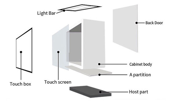 Do tela táctil esperto da mostra de 15,6 polegadas caixa transparente do armário do LCD para a propaganda
